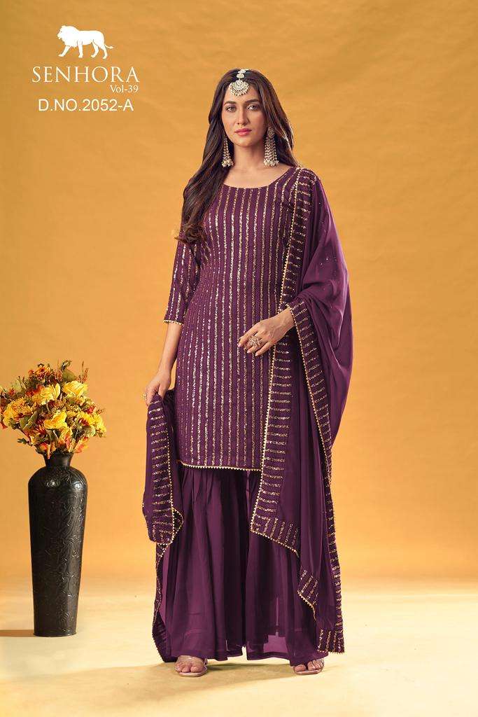 SENHORA VOL-39 BY SENHORA 2052-A TO 2052-D SERIES FAUX GEORGETTE DRESSES