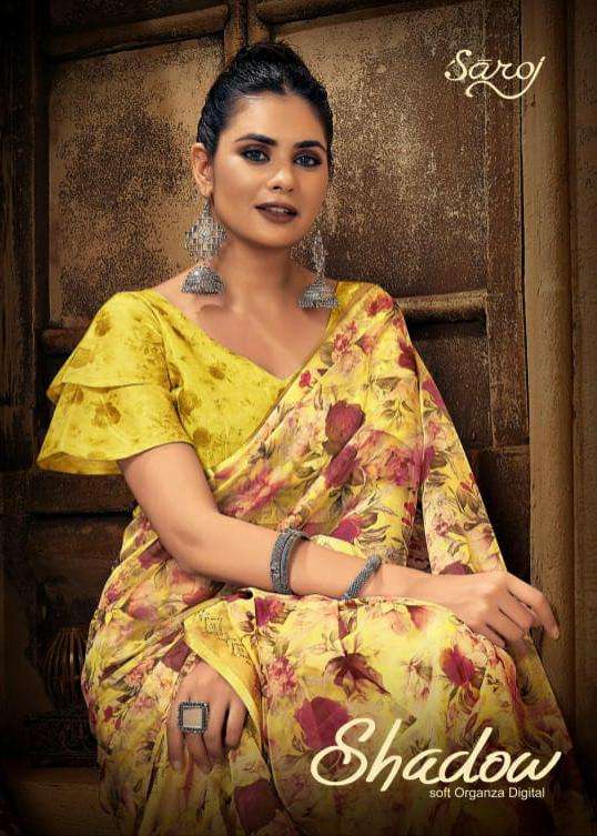 SHADOW BY SAROJ 1001 TO 1008 SERIES ORGANZA PRINT SAREES 