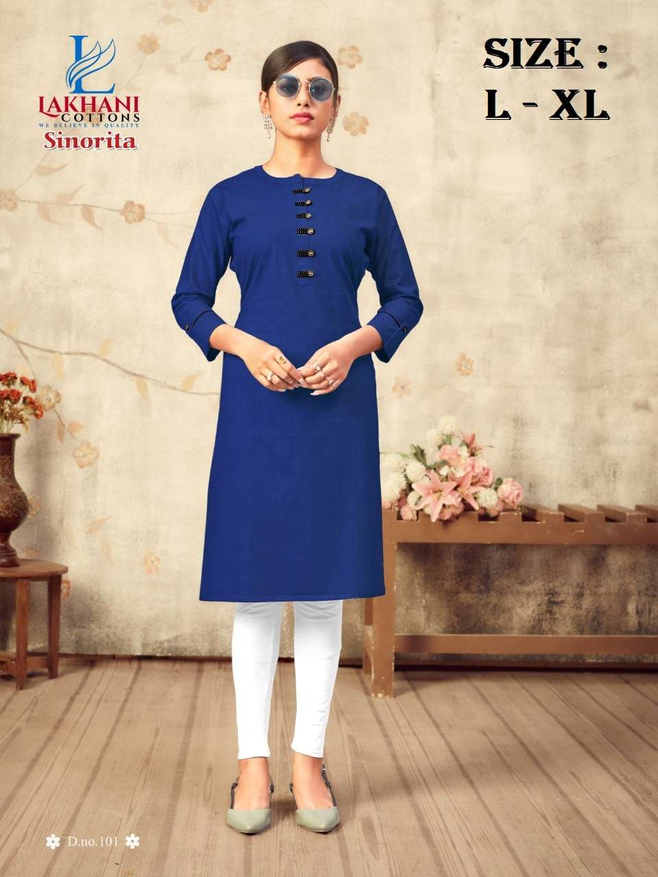 SINORITA BY LAKHANI COTTONS 101 TO 110 SERIES DESIGNER COTTON KURTIS