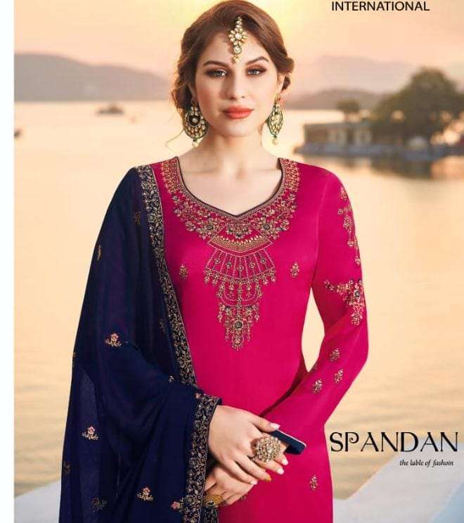 SPANDAN BY ASLIWHOLESALE 10001 TO 10006 SERIES DESIGNER SATIN GEORGETTE DRESSES