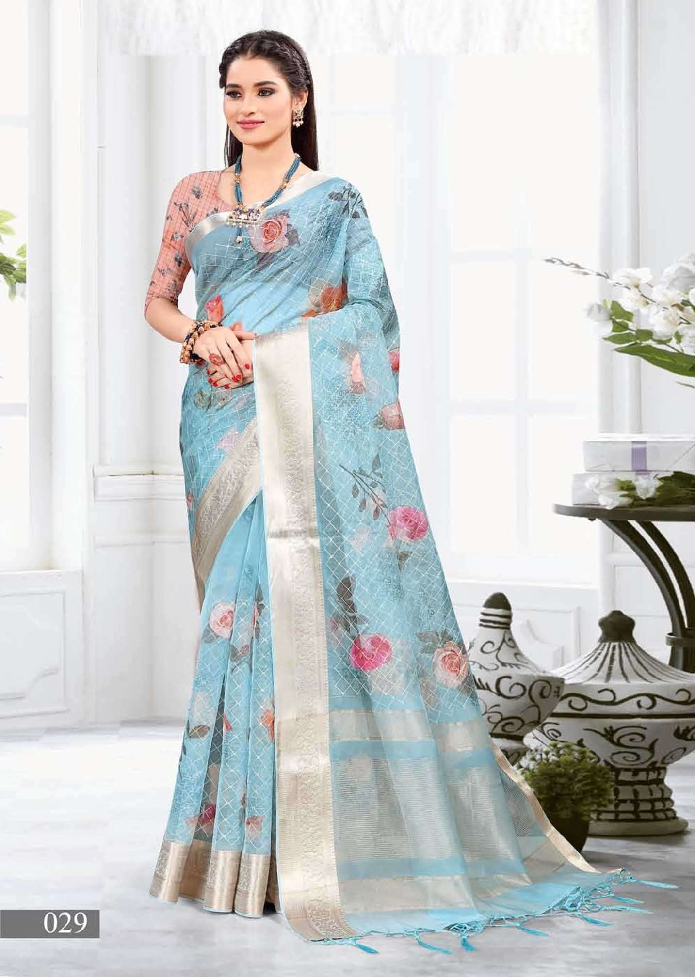 SR-118 BY ASLIWHOLESALE 025 TO 036 SERIES DESIGNER ORGANZA SAREES