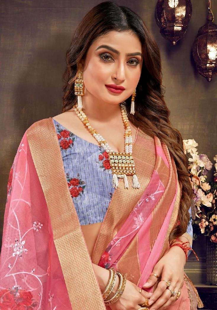 SR-123 BY ASLIWHOLESALE 113 TO 124 SERIES DESIGNER ORGANZA SAREES