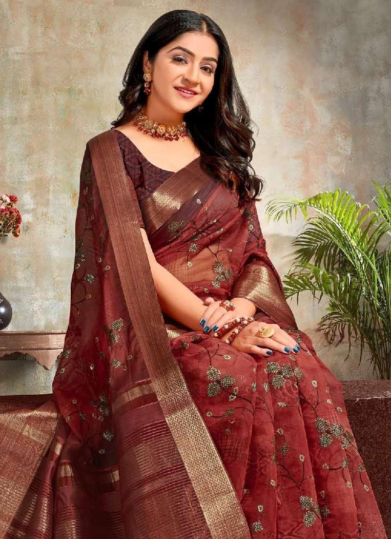 SR-124 BY ASLIWHOLESALE 11041 TO 11052 SERIES DESIGNER ORGANZA SAREES