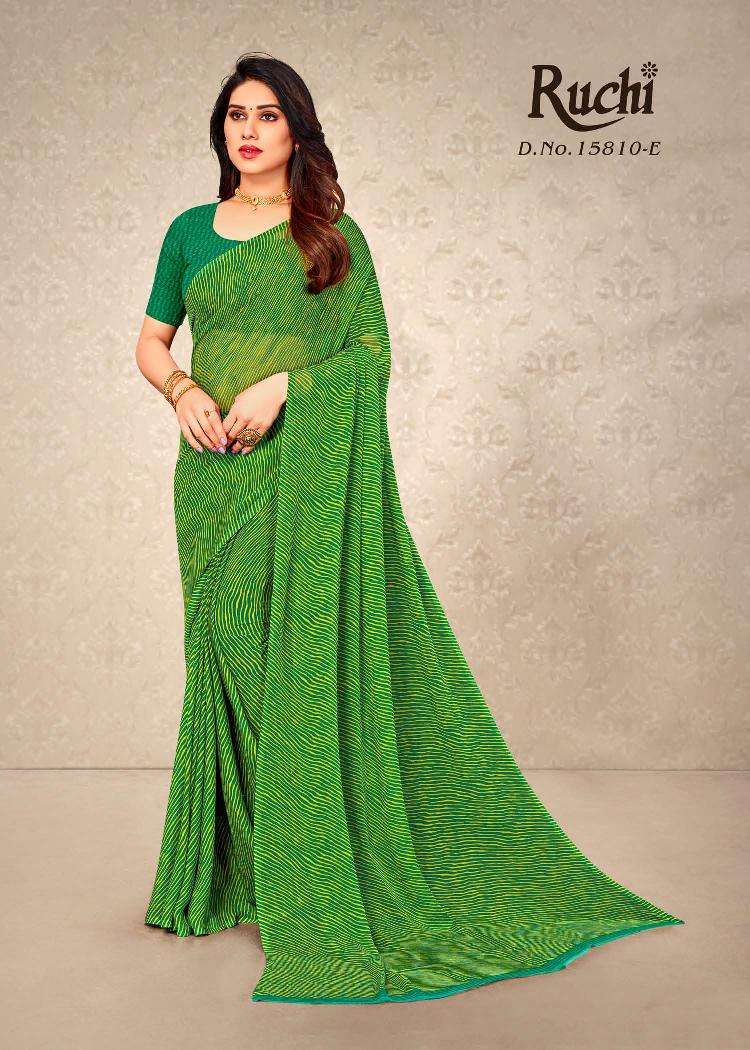 STAR CHIFFON 15810 COLOURS BY RUCHI SAREES 15810-A TO 15810-F SERIES CHIFFON SAREES