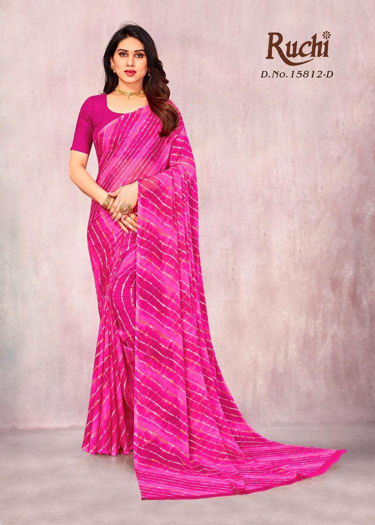 STAR CHIFFON 15812 COLOURS BY RUCHI SAREES 15812-A TO 15812-F SERIES CHIFFON SAREES