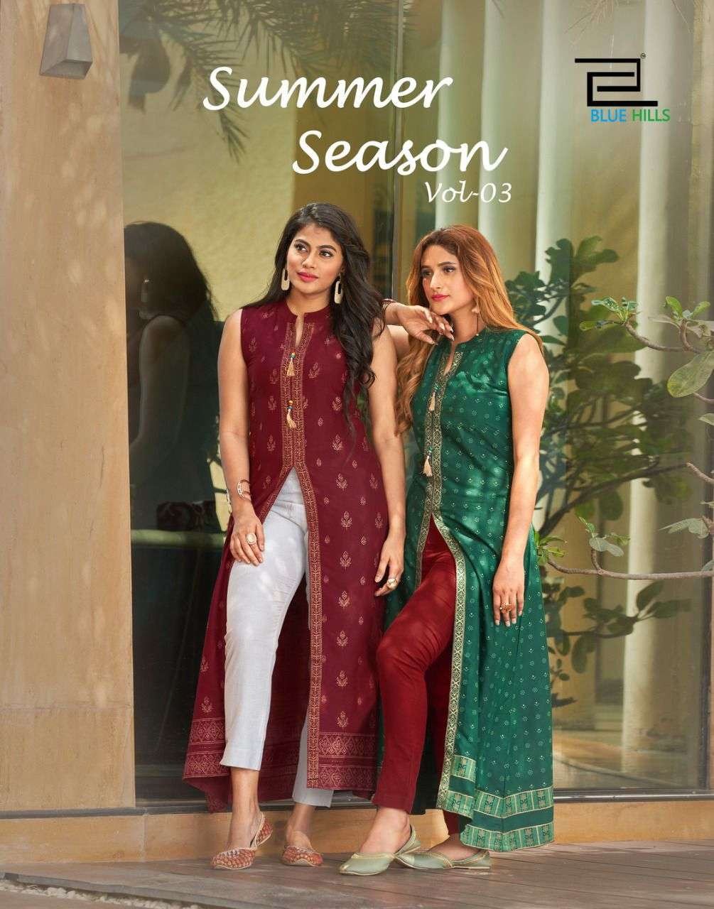 SUMMER SEASON VOL-3 BY BLUE HILLS 3001 TO 3010 SERIES DESIGNER RAYON KURTIS