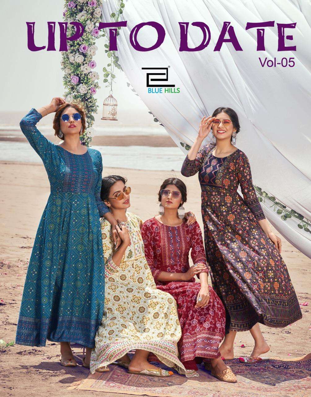 UP TO DATE VOL-5 BY BLUE HILLS 5001 TO 5008 SERIES DESIGNER RAYON GOWNS