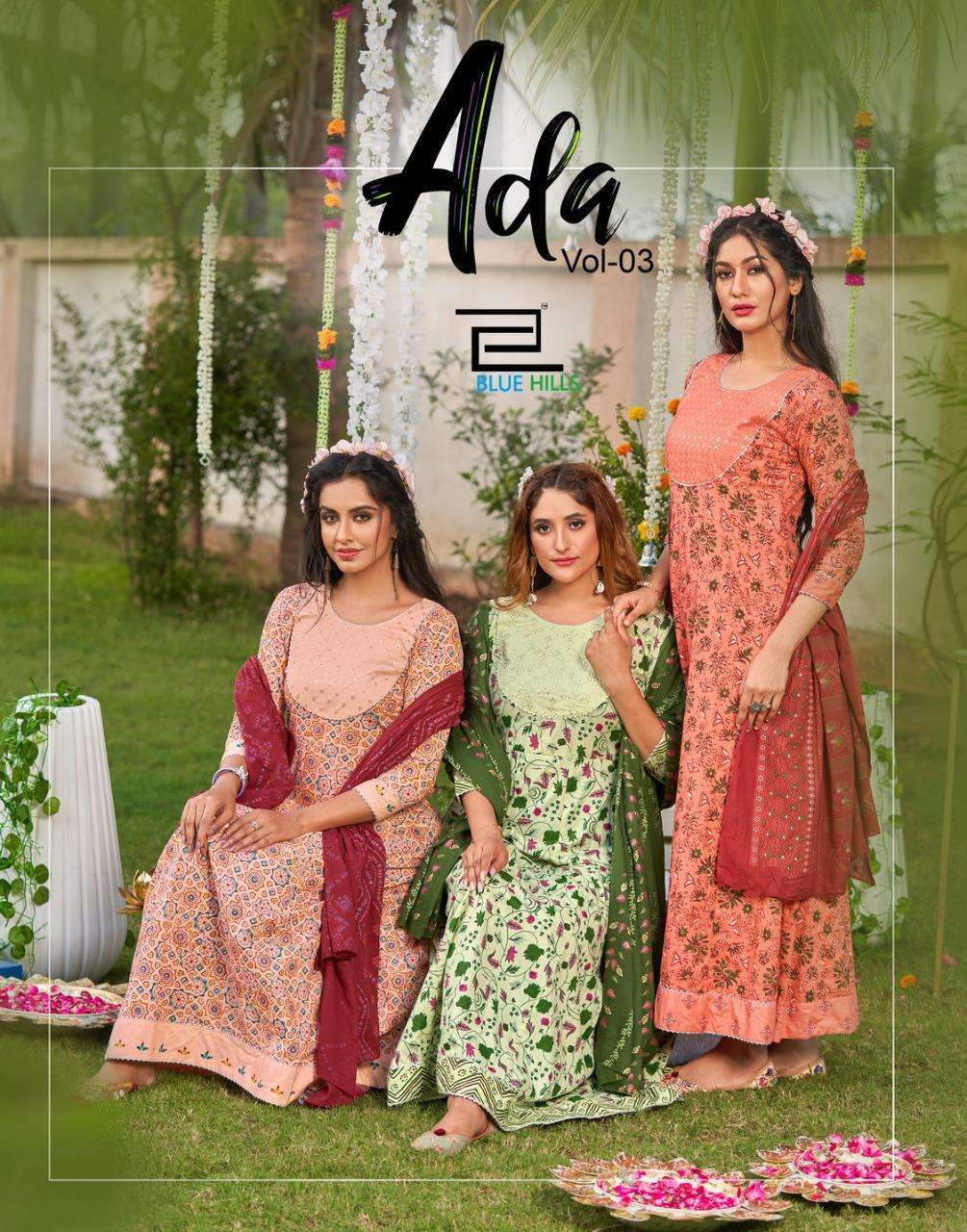 ADA VOL-3 BY BLUE HILLS DESIGNER COTTON GOWN WITH DUPATTA  