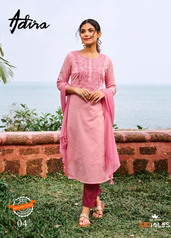 ADIRA BY 100 MILES 01 TO 04 SERIES COTTON EMBROIDERY STITCHED DRESSES