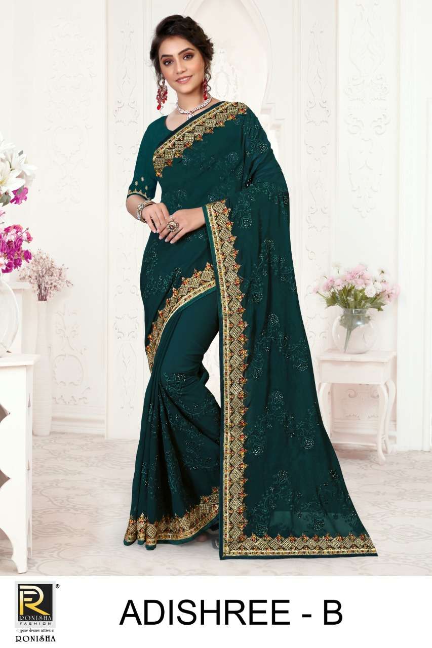 ADISHREE BY RONISHA FASHION DESIGNER GEORGETTE EMBROIDERED SAREES