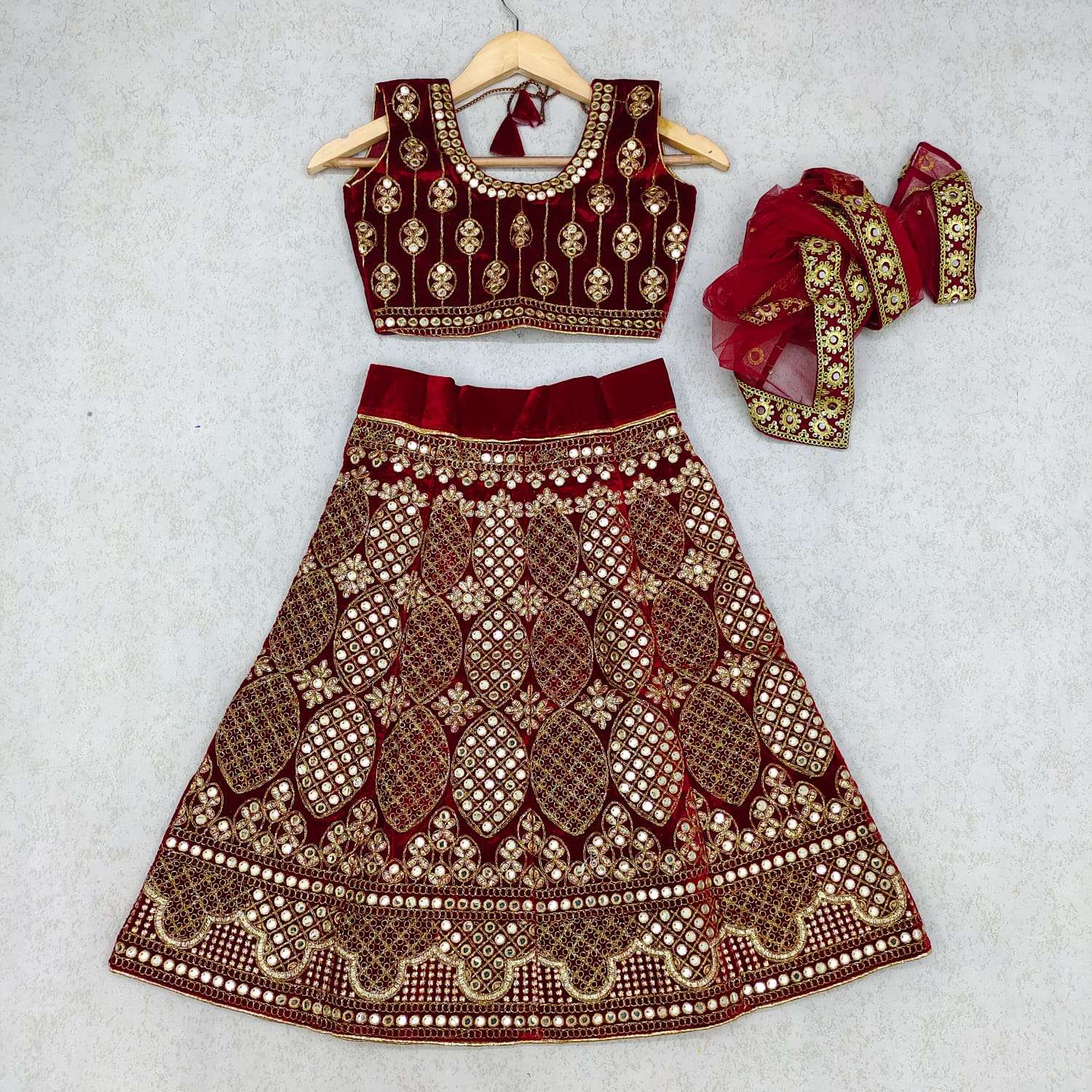 AF VELVET BY ASLIWHOLESALE 101-A TO 104-D SERIES VELVET KIDS LEHENGAS