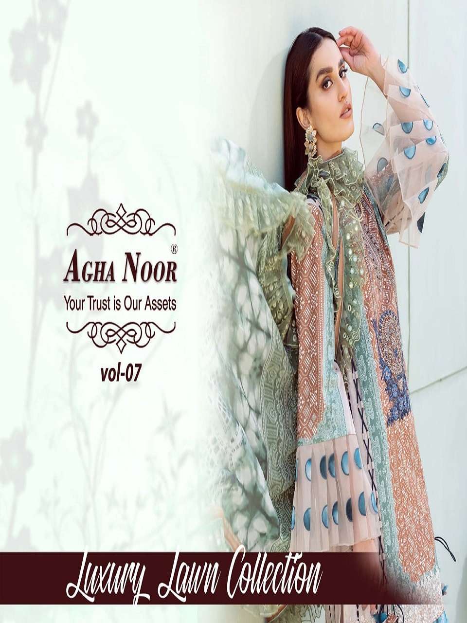 AGHA NOOR VOL-7 BY AGHA NOOR 3051 TO 3056 SERIES PRINTED LAWN COTTON DRESSES