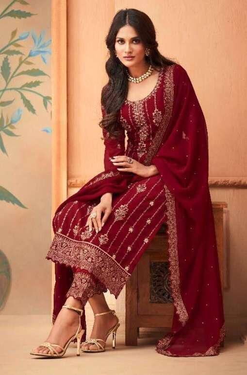 AINARA 96005 COLOURS BY ASLIWHOLESALE 96005 TO 96005-E GEORGETTE EMBROIDERED DRESSES