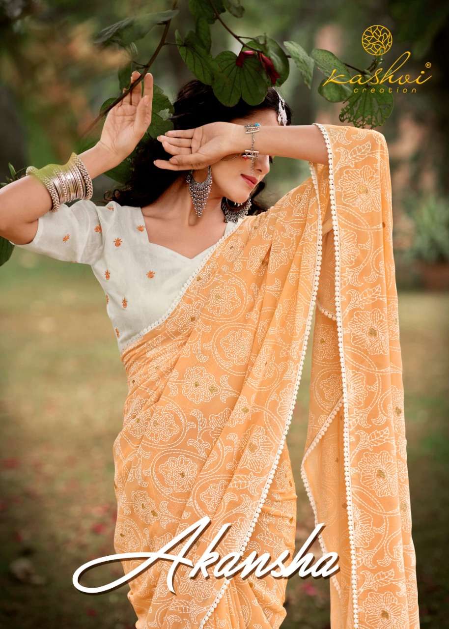 AKANSHA BY KASHVI CREATION 14001 TO 14010 SERIES GEORGETTE SAREES