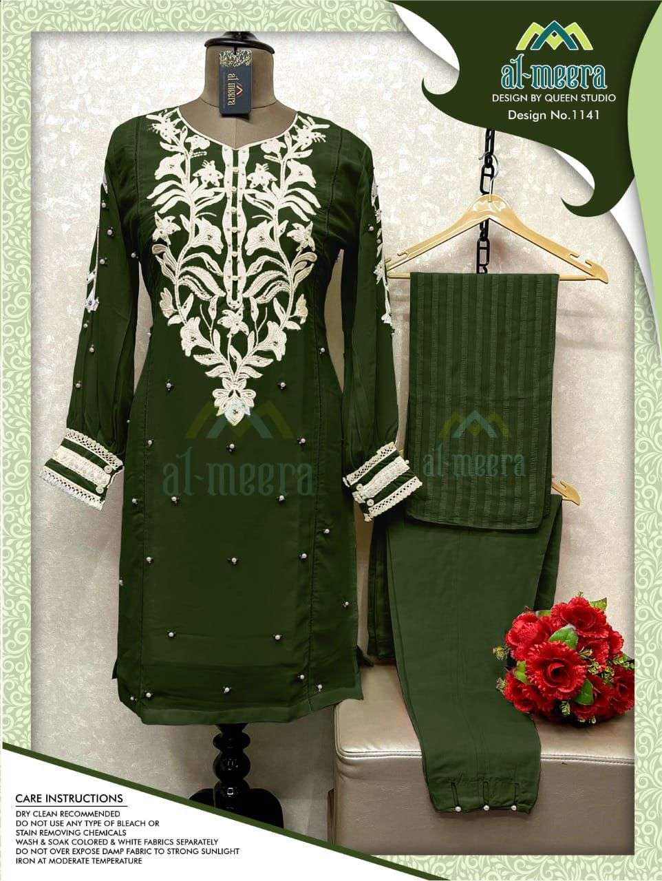 AL-MEERA 1141 BY AL-MEERA 1141-A TO 1141-D SERIES EMBROIDERED STITCHED PAKISTANI DRESSES