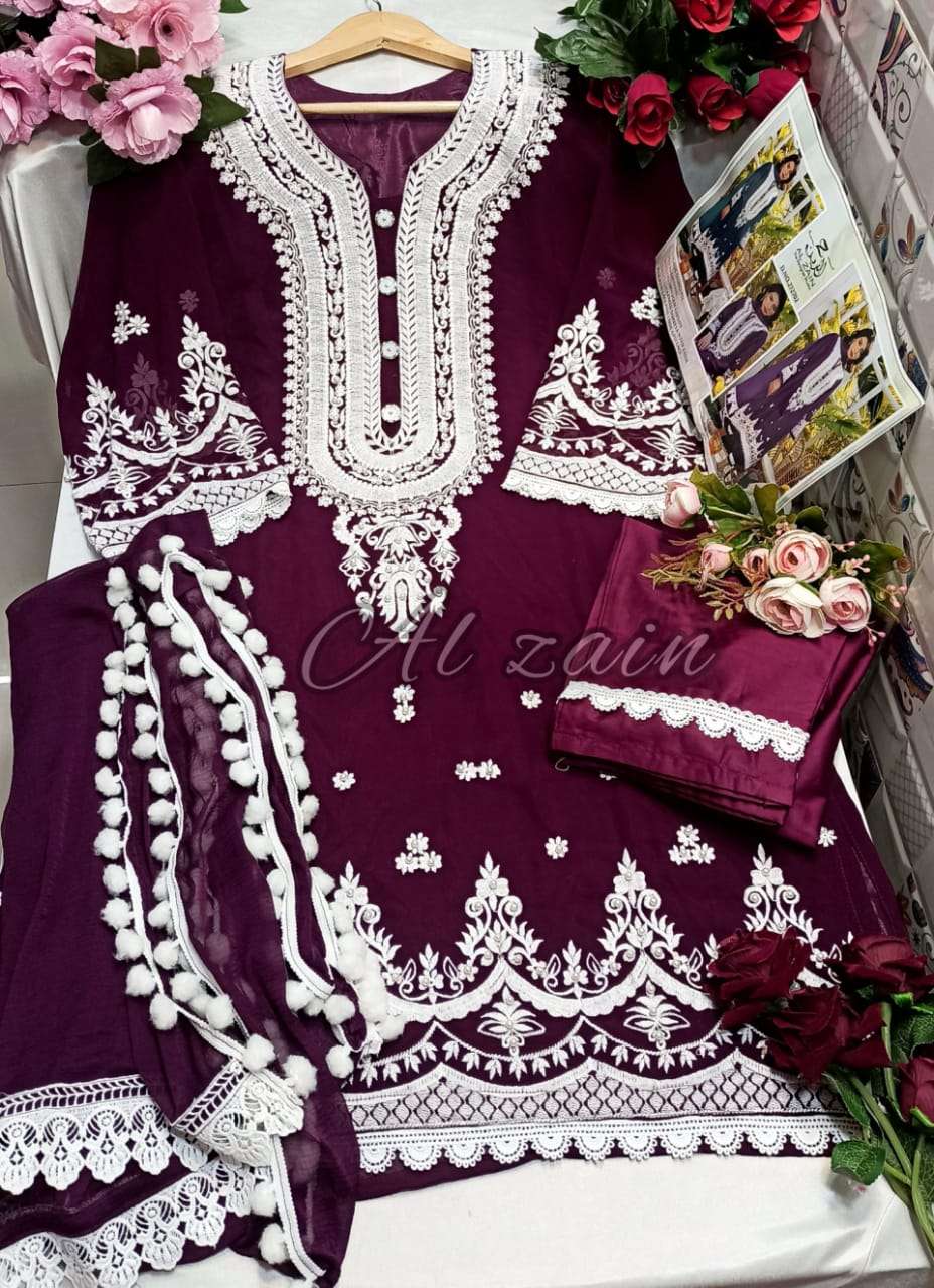 AL-ZAIN 272702 BY ASLIWHOLESALE EMBROIDERED STITCHED PAKISTANI DRESSES