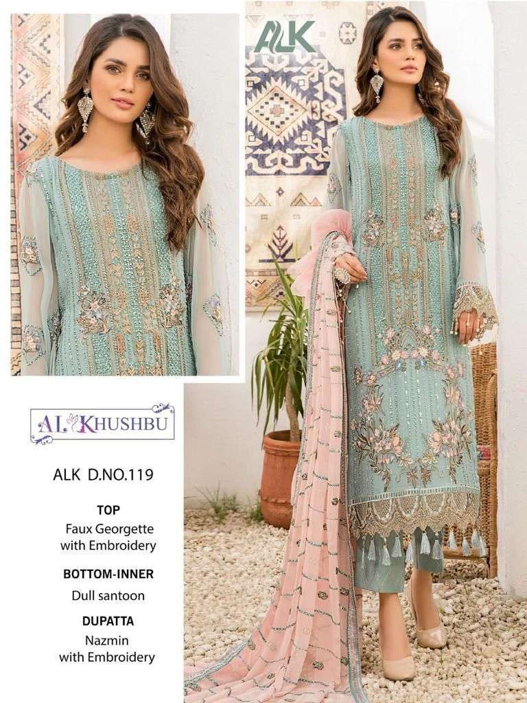 ALK 119 HIT DESIGN BY AL KHUSHBU GEORGETTE EMBROIDERED PAKISTANI DRESS