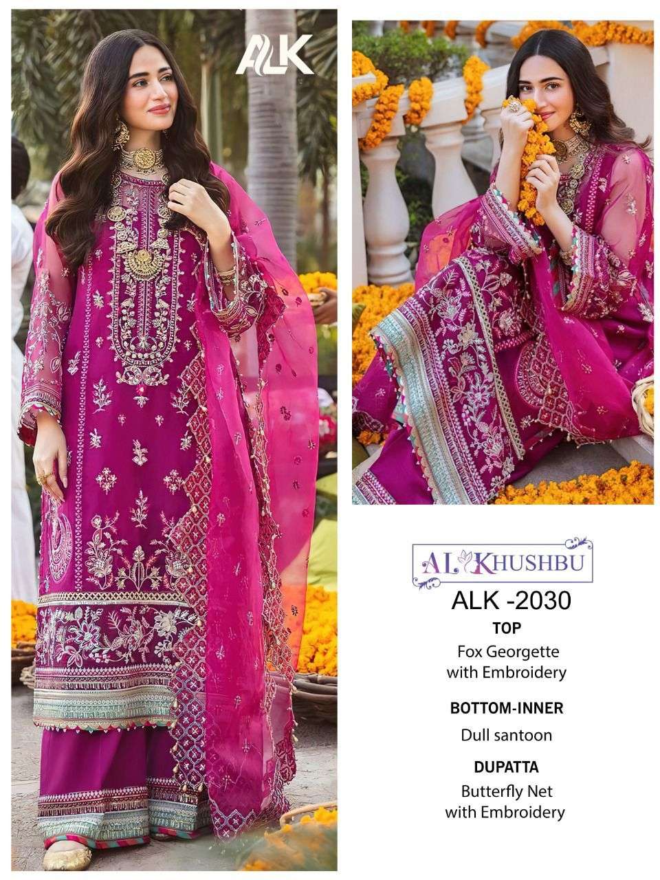 ALK 2030 BY AL KHUSHBU GEORGETTE EMBROIDERED PAKISTANI DRESS