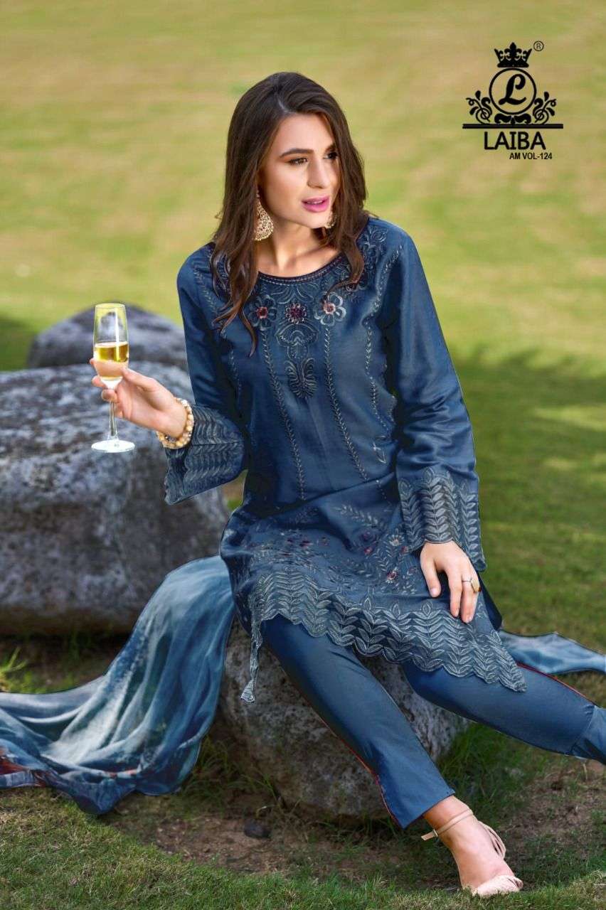 AM VOL-124 BY LAIBA DESIGNER HEAVY PURE GEORGETTE STITCHED DRESSES