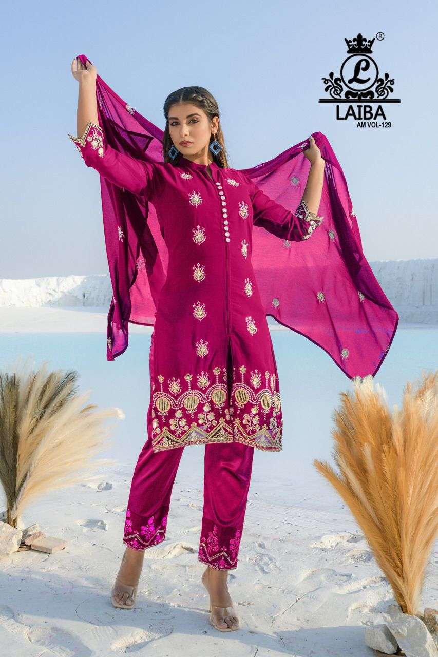 AM VOL-129 BY LAIBA DESIGNER HEAVY PURE GEORGETTE STITCHED DRESSES