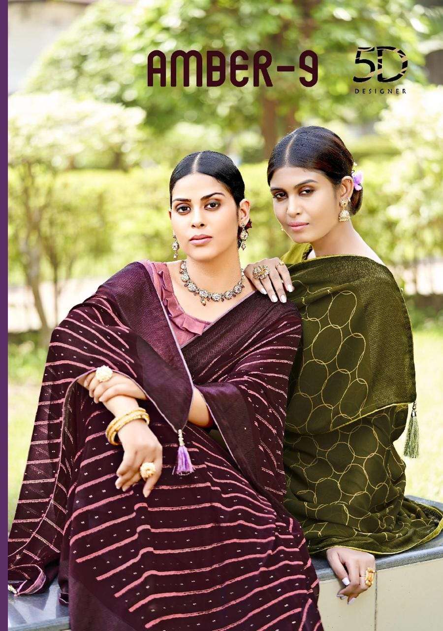 AMBER VOL-9 BY 5D DESIGNER 11771 TO 11778 SERIES DESIGNER GEORGETTE SAREES