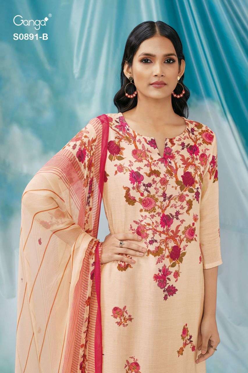 ANIKA 891 BY GANGA FASHION S0891-A TO S0891-B SERIES BEMBERG SILK DRESSES