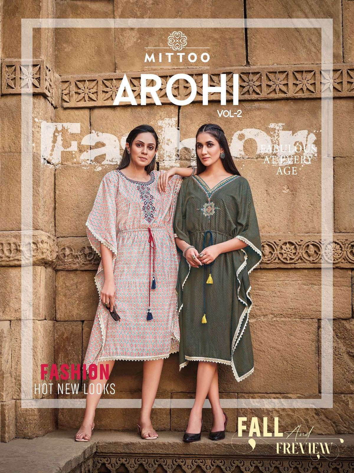 AROHI VOL-2 BY MITTOO 1007 TO 1012 SERIES RAYON PRINT KAFTAN KURTIS