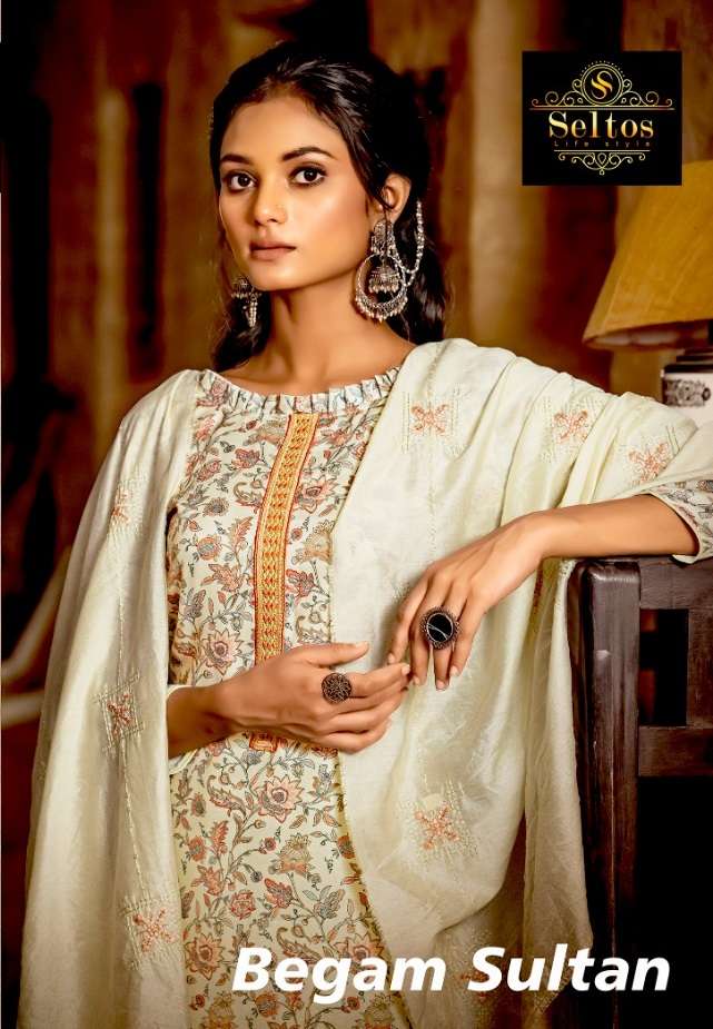 BEGAM SULTAN BY SELTOS 1001 TO 1006 MUSLIN SILK DRESSES