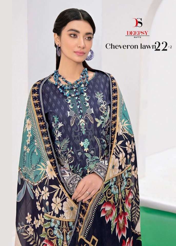 CHEVERON LAWN 22-2 BY DEEPSY SUITS 1621 TO 1626 SERIES COTTON PAKISTANI DRESSES