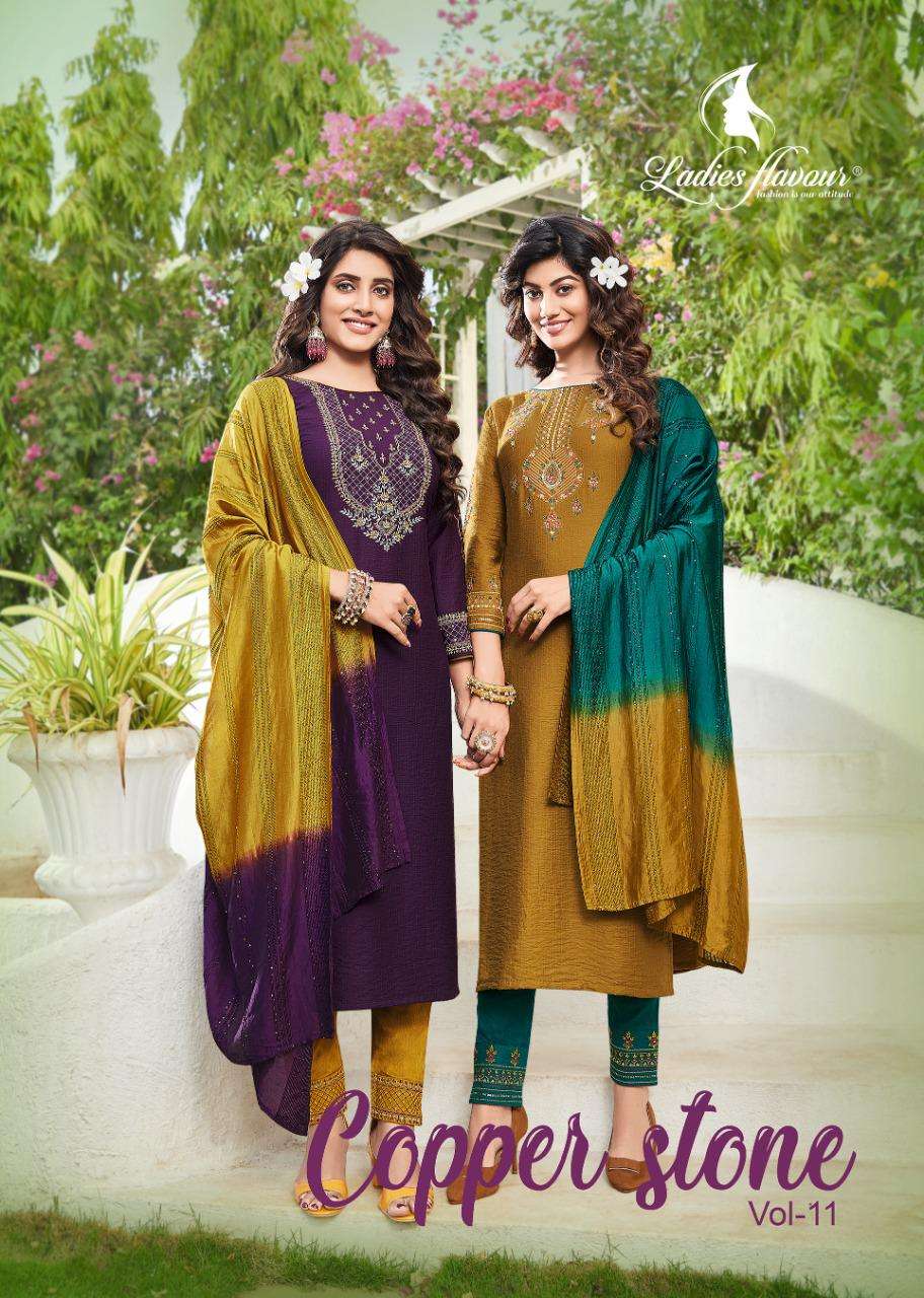 COPPER VOL-11 BY LADIES FLAVOUR 1001 TO 1006 SERIES VISCOSE STITCHED DRESSES