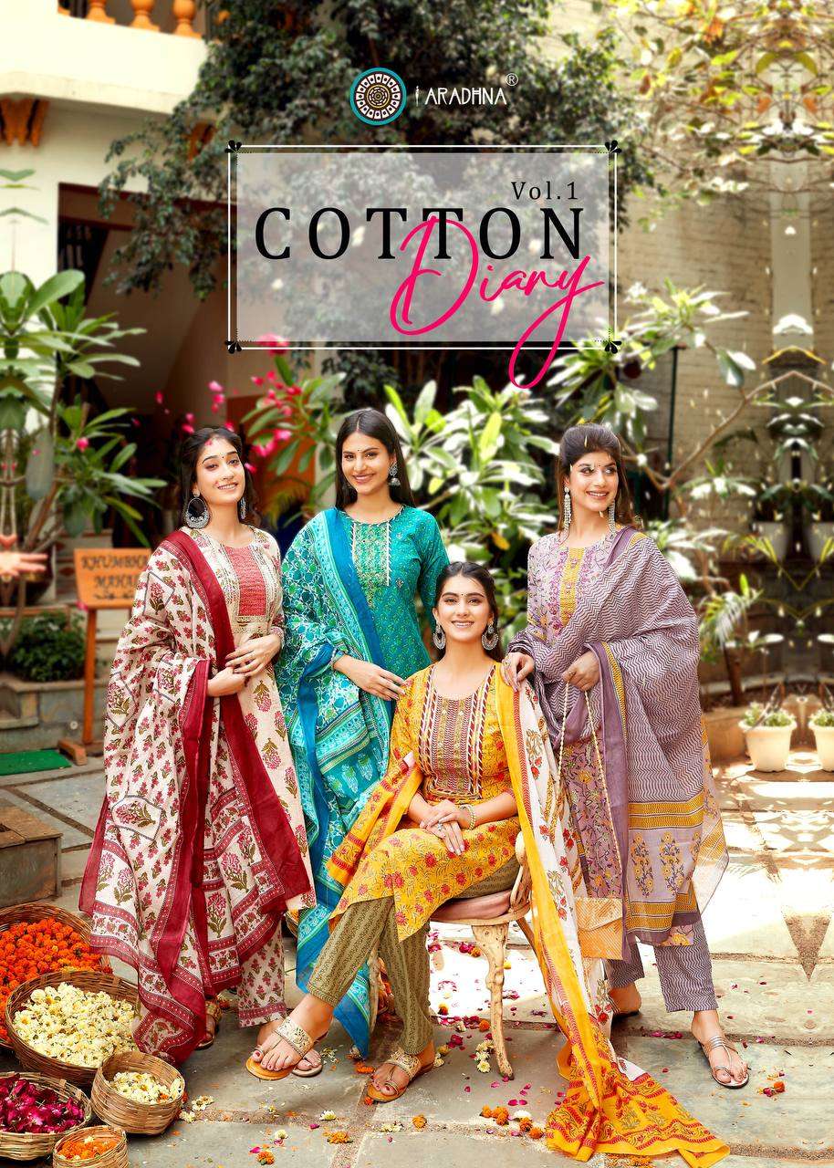 COTTON DIARY VOL-1 BY ARADHNA FASHION 1001 TO 1012 SERIES COTTON DRESSES