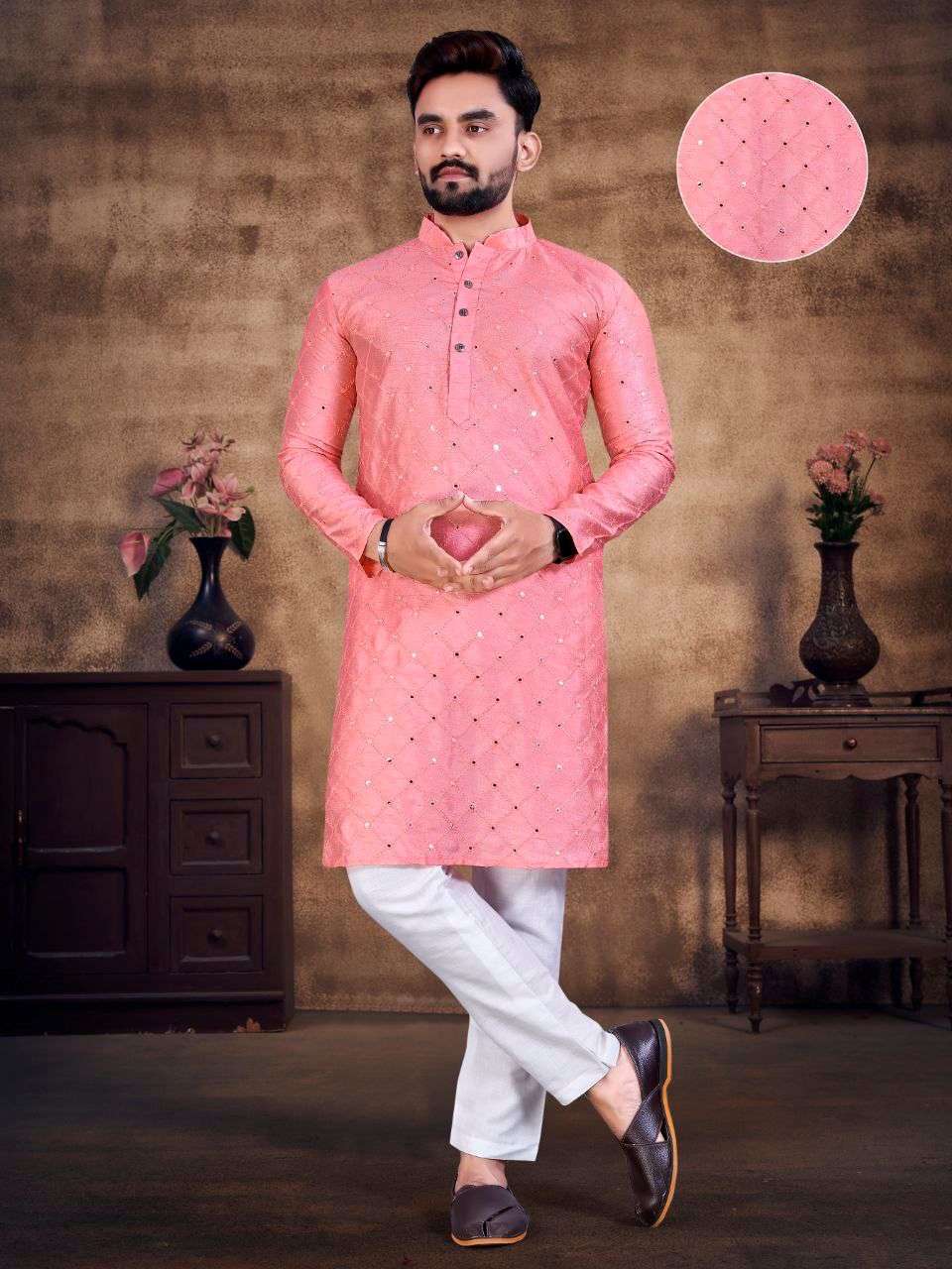 DESI BOY VOL-2 BY ASLIWHOLESALE STYLISH COTTON SLUB MENS KURTA PAJAMA