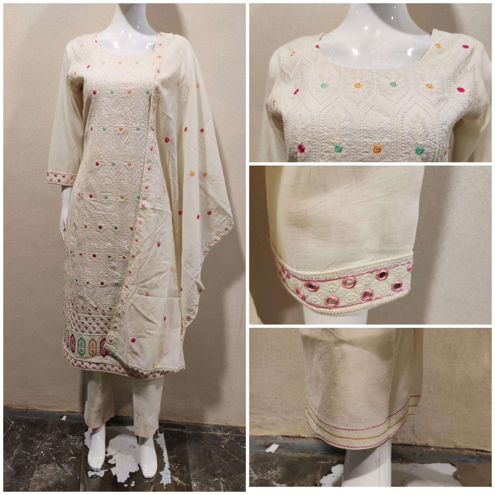 DR-022 BY ASLIWHOLESALE DESIGNER EMBROIDERED COTTON DRESS