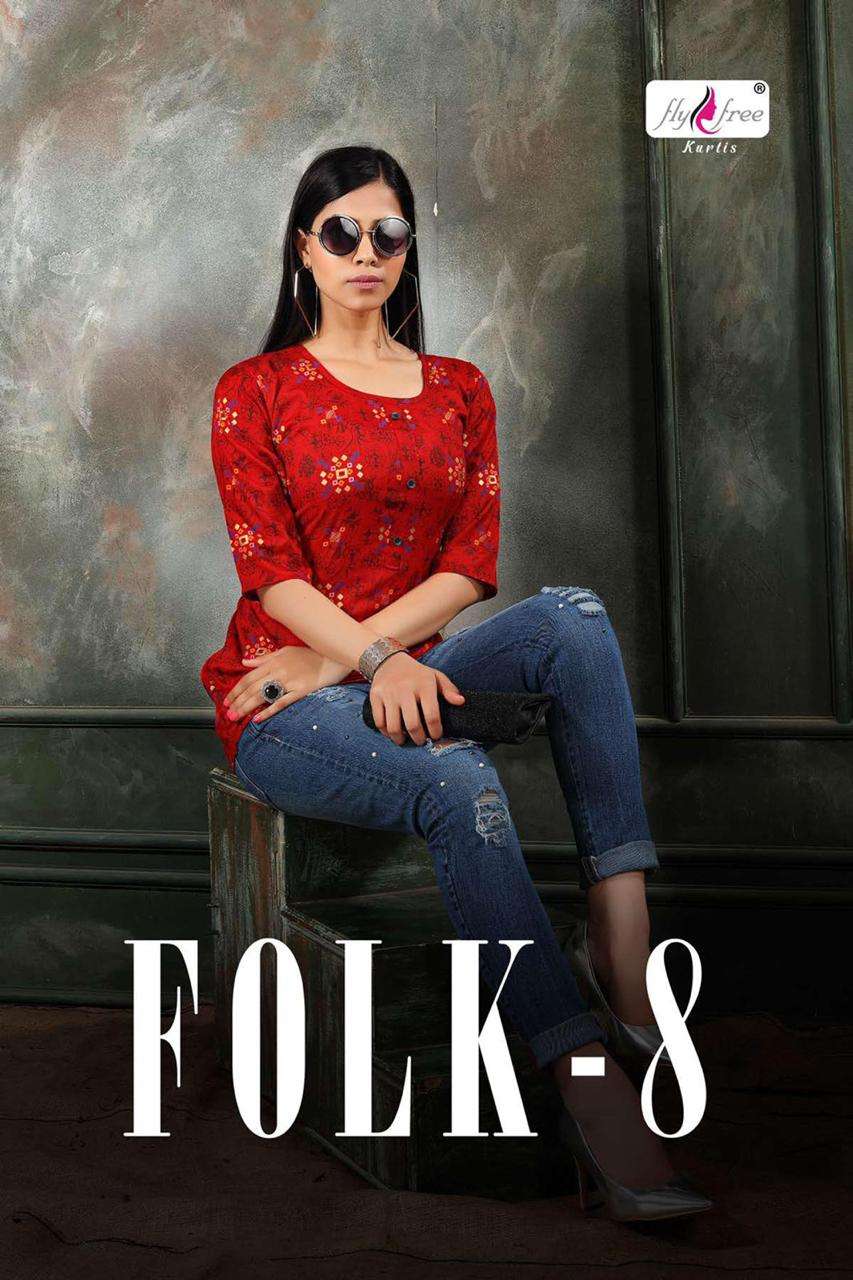 FOLK VOL-8 BY FLY FREE 1001 TO 1014 SERIES RAYON PRINT TOPS