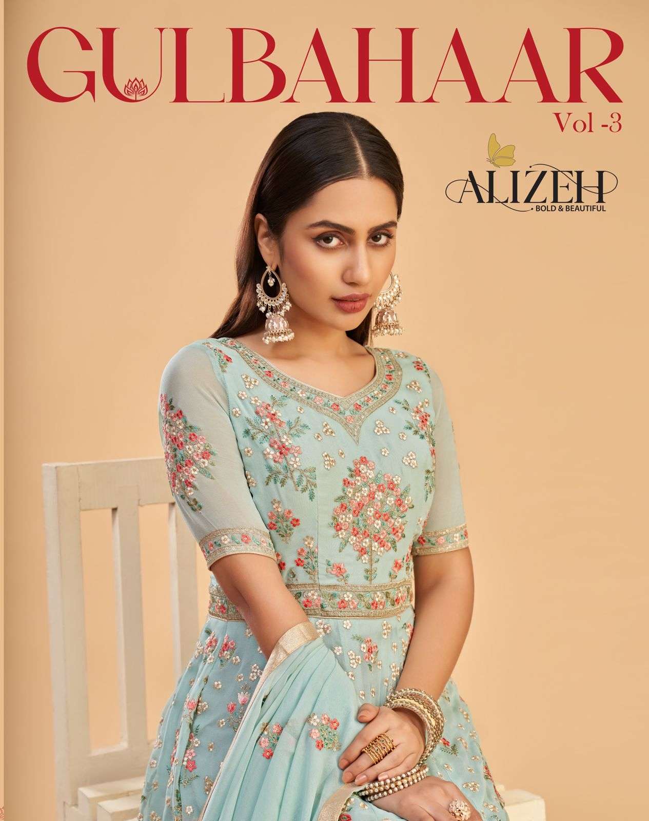 GUL BAHAAR VOL-3 BY ALIZEH 3014 TO 307 SERIES ALIZEH GEORGETTE DRESSES