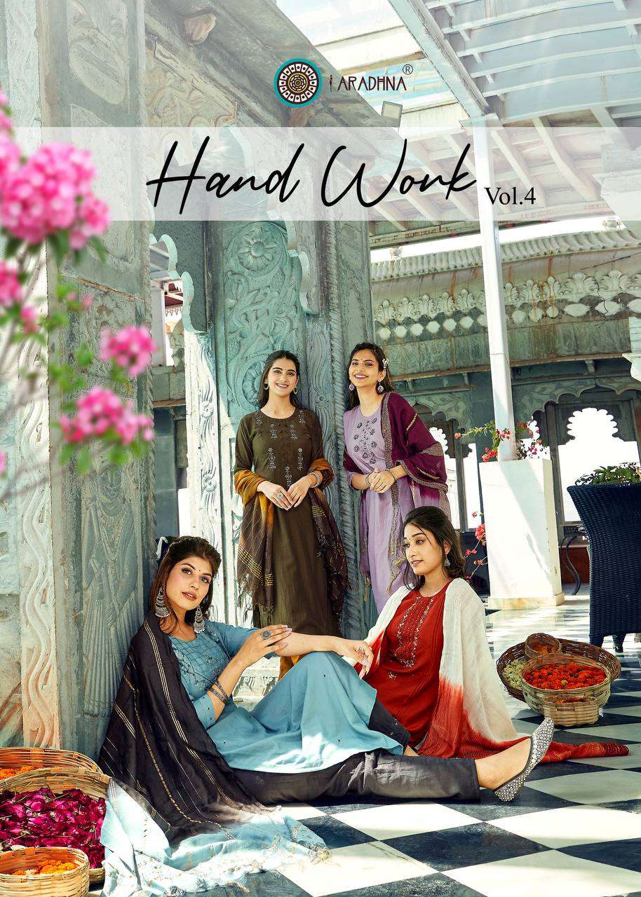 HAND WORK VOL-4 BY ARADHNA FASHION 4001 TO 4006 SERIES COTTON SILK DRESSES