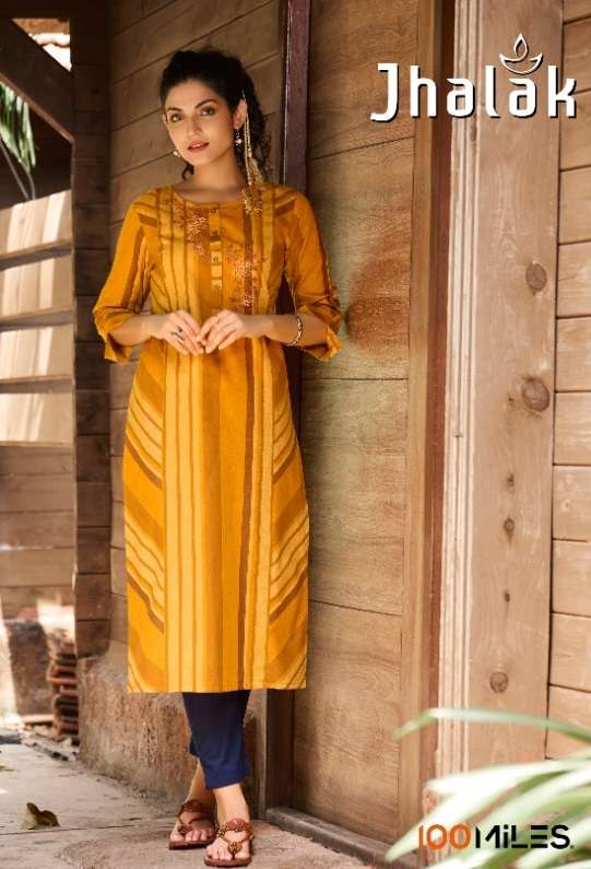 JHALAK BY 100MILES 01 TO 04 SERIES COTTON PRINT EMBROIDERY KURTIS