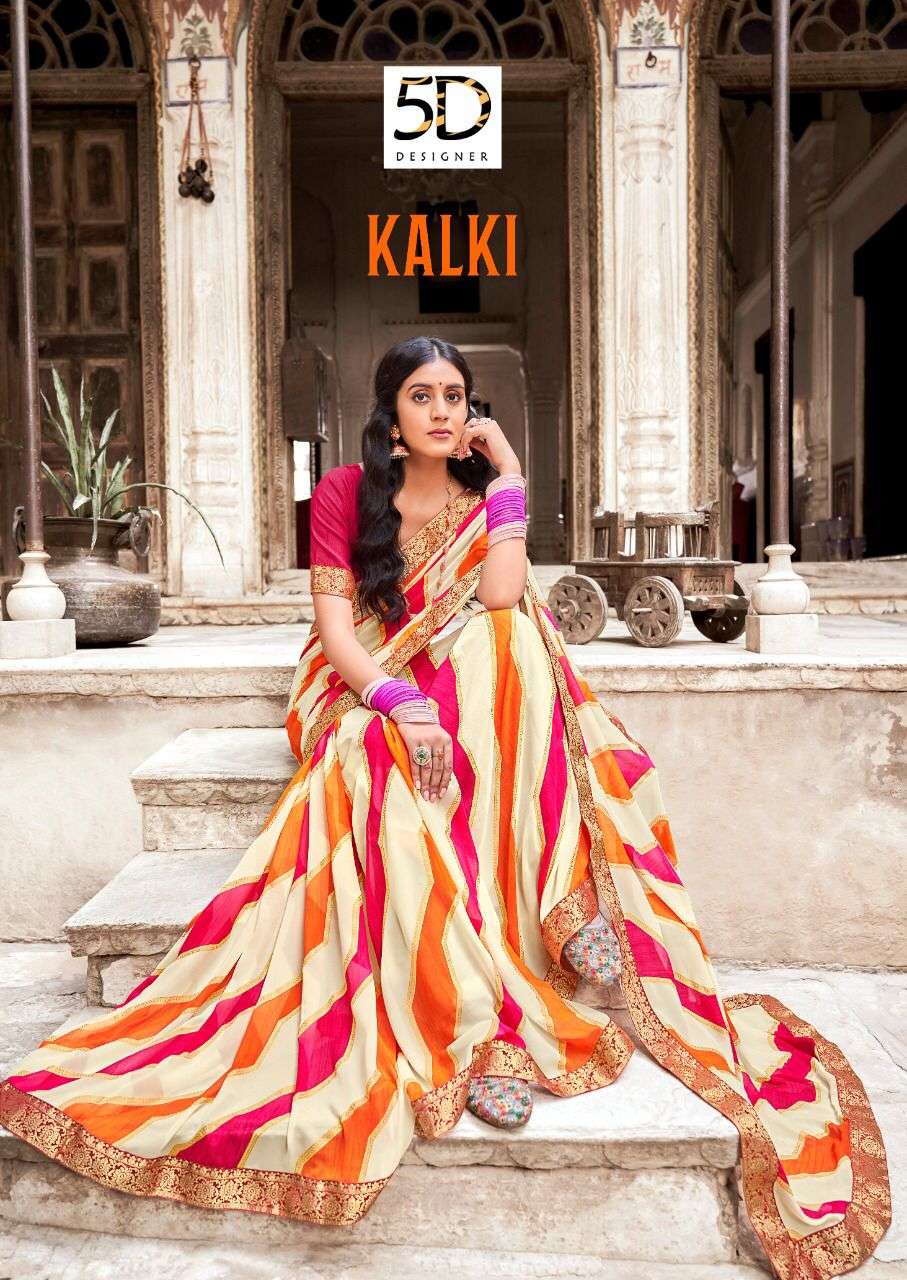 KALKI BY 5D DESIGNER 3861 TO 3868 SERIES WEIGHTLESS LEHERIYA SAREES