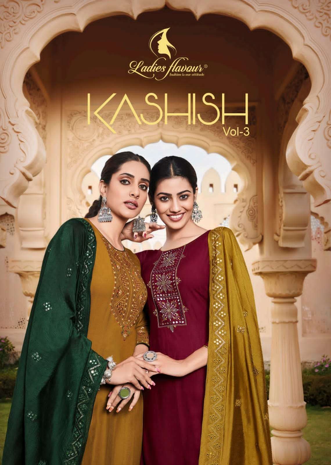 KASHISH VOL-3 BY LADIES FLAVOUR 3001 TO 3006 SERIES RAYON STITCHED DRESSES