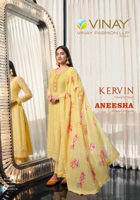 KERVIN ANEESHA BY VINAY FASHION 60001 TO 60007 SERIES BEMBERG MUSLIN DRESSES