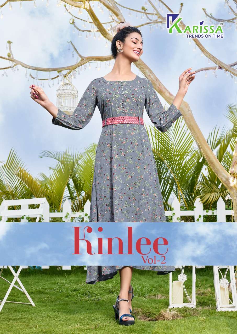 KINLEE VOL-2 BY KARISSA 201 TO 204 SERIES RAYON PRINT KURTIS