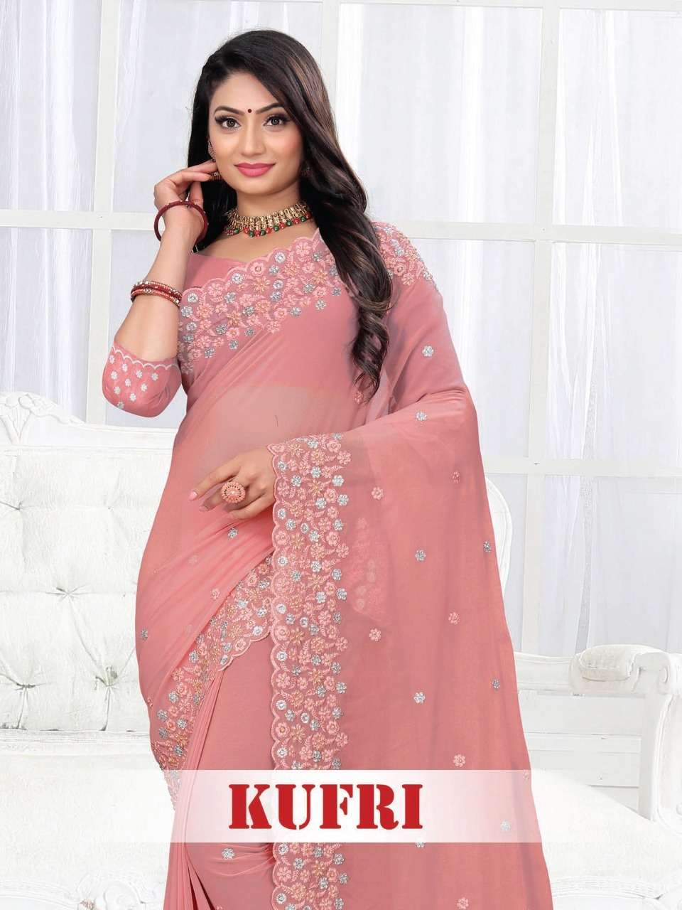 KUFRI BY RONISHA FASHION DESIGNER GEORGETTE EMBROIDERY SAREES