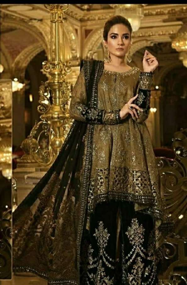 L-7786 BY AL LAAM DESIGNER HEAVY ORGANZA EMBROIDERED PAKISTANI DRESS