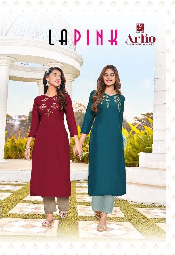 LAPINK BY KAPIL TRENDZ 1001 TO 1006 HEAVY CHINON SILK WORK KURTIS