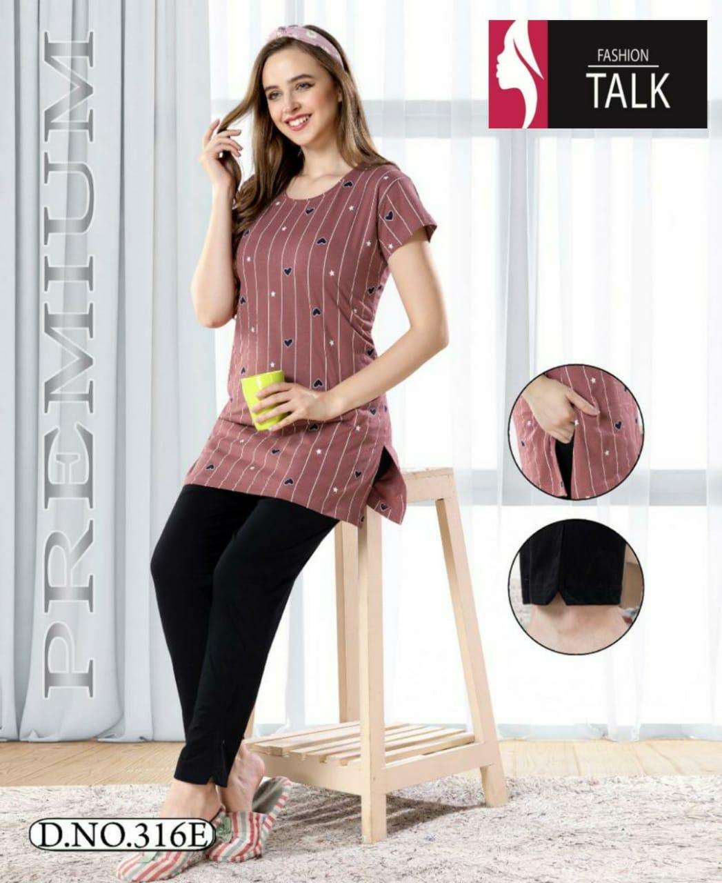 LT NS VOL-136 BY FASHION TALK 136-A TO 136-F SERIES HEAVY COTTON NIGHT SUITS