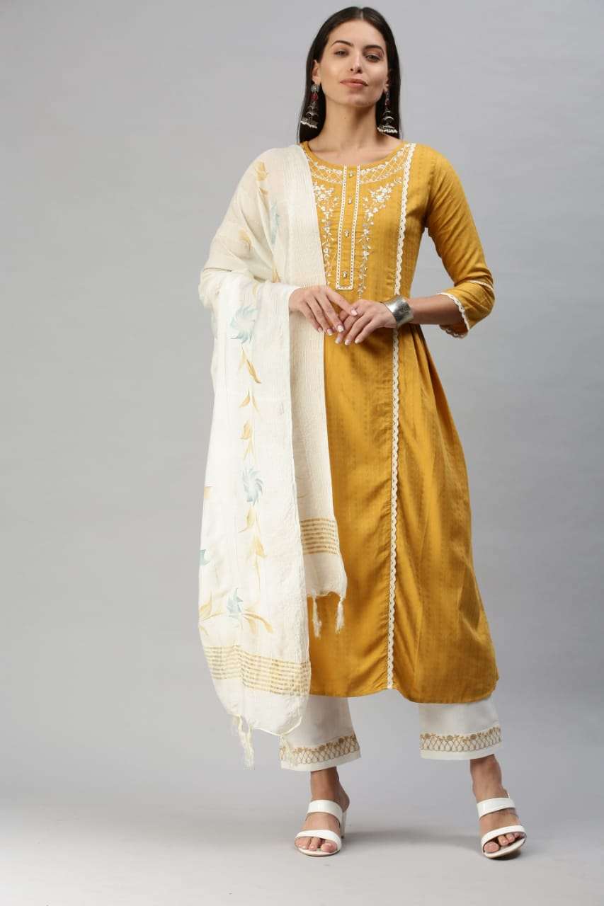 METRO BY RANGOON 1001 TO 1004 SERIES SILK EMBROIDERED STITCHED DRESS