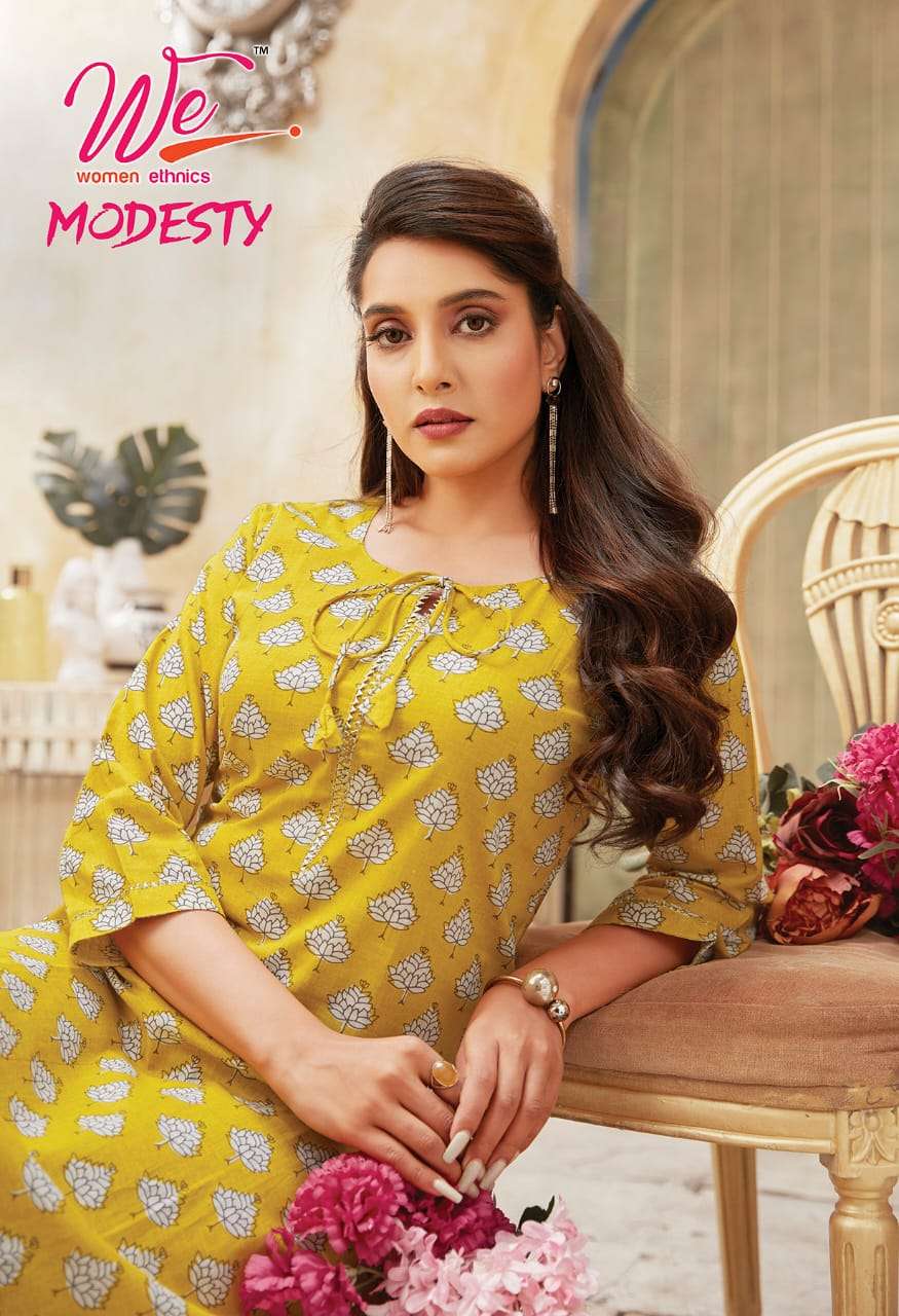 MODESTY BY WE 5601 TO 5608 SERIES COTTON PRINT KURTIS