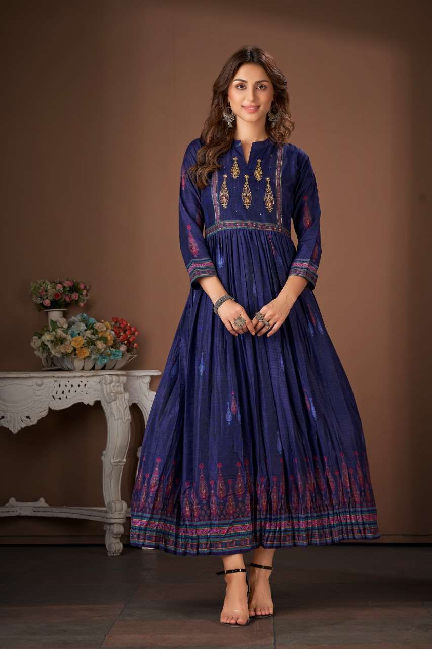 MOHINI BY ASLIWHOLESALE INDIAN HEAVY DESIGNER POLY MUSLIN GOWNS