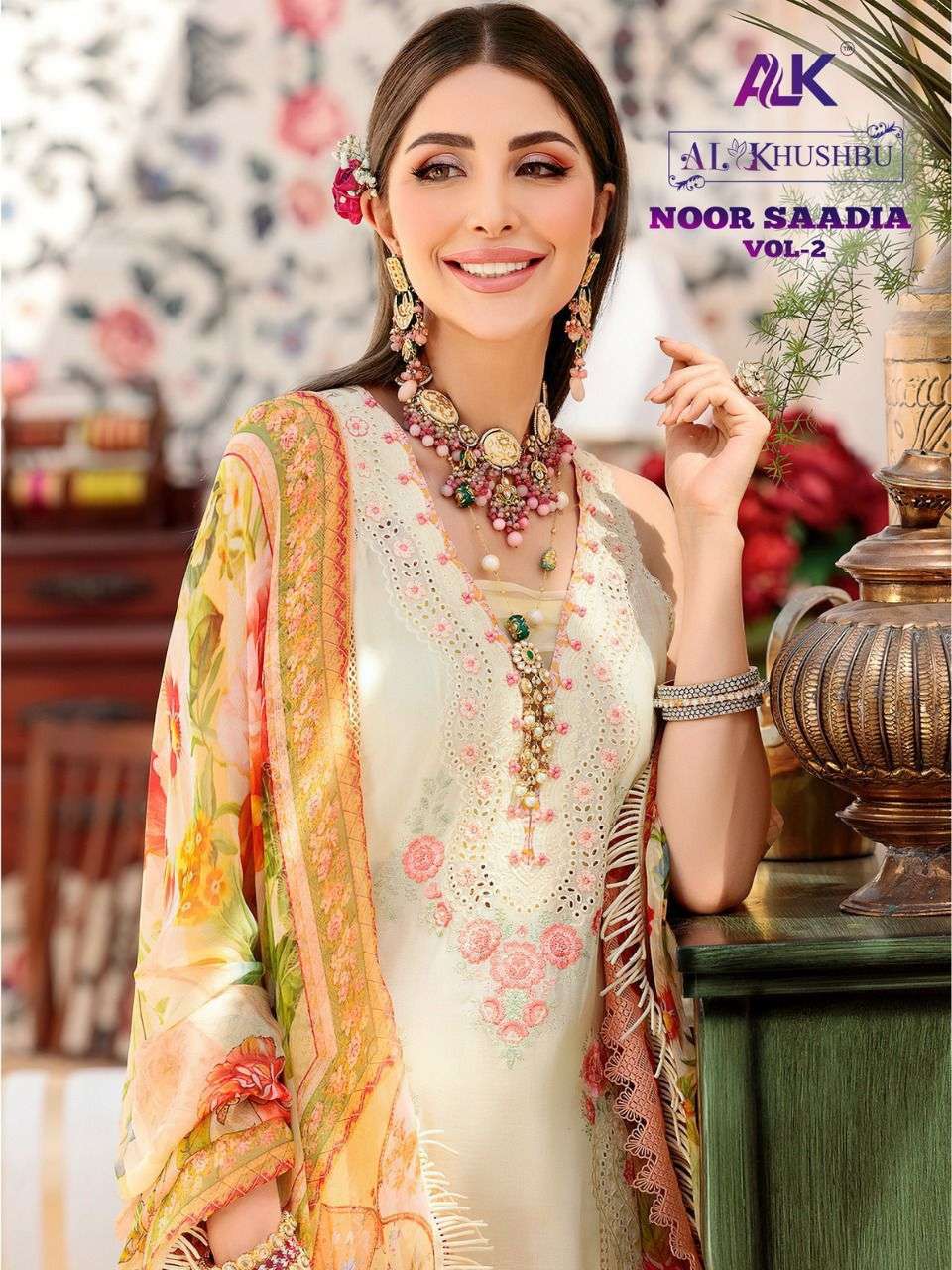 NOOR SAADIA VOL-2 BY AL KHUSHBU 2091 TO 2093 SERIES COTTON PAKISTANI DRESSES