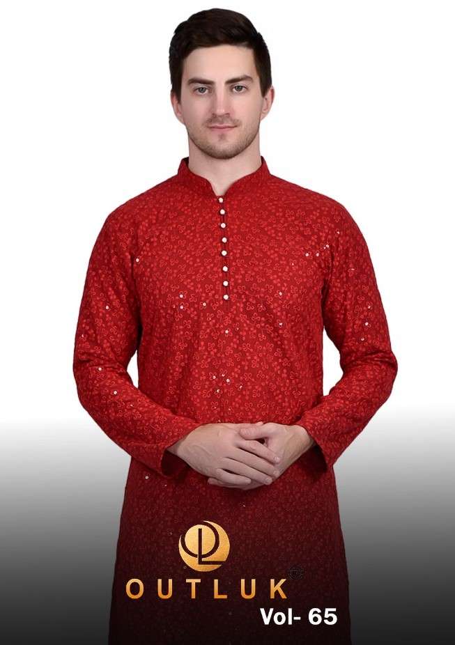 OUTLUK VOL-65 BY OUTLUK 65001 TO 65006 SERIES MENS GEORGETTE KURTAS WITH PAJAMA